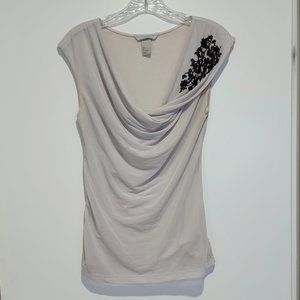 H&M taupe & black beaded drape neck dressy sleeveless tank top